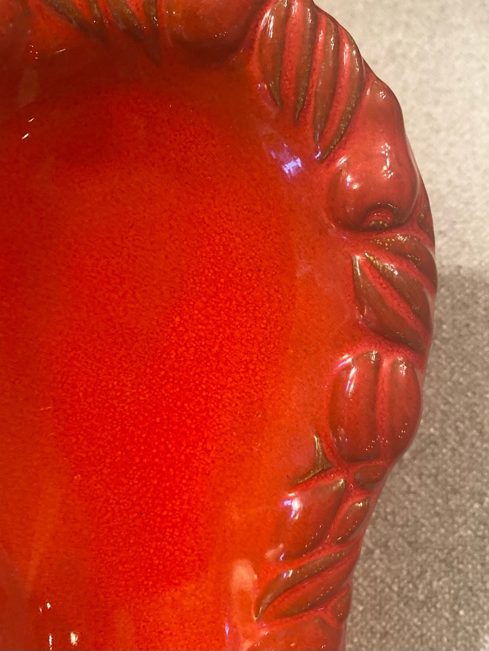 VTG 80s Mamma Ro Italian Red Relief Design Stoneware Large Spoon Ladle Rest 12” - Picture 2 of 5